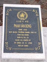 Nhắn tìm thân nhân liệt sỹ Phạm Văn Đong 