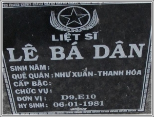 Nhắn tìm thân nhân liệt sỹ  Lê Bá Dân