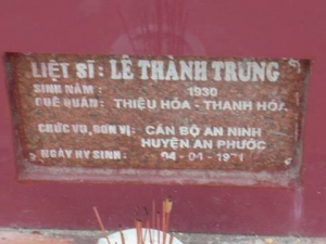 Nhắn tìm thân nhân liệt sỹ  Lê Thành Trung