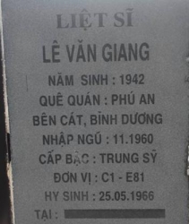 Tìm thân nhân liệt sĩ Lê Văn Giang