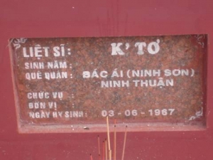 Nhắn tìm thân nhân liệt sỹ K' Tơ