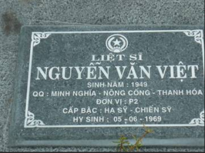 Tìm thân nhân liệt sỹ Nguyễn Văn Việt hi sinh năm 1969