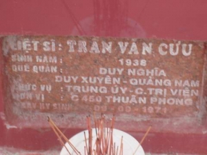 Nhắn tìm thân nhân liệt sỹ  Trần Văn Cửu