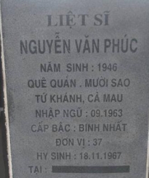 Tìm thân nhân liệt sĩ Nguyễn Văn Phúc