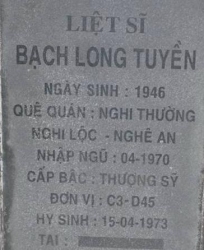 Tìm thân nhân liệt sĩ Bạch Long Tuyền