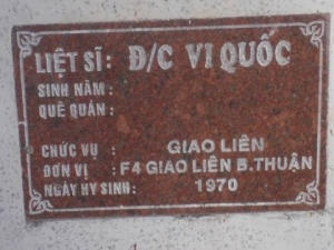 Nhắn tìm thân nhân liệt sĩ Vi Quốc