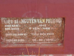 Nhắn tìm thân nhân liệt sỹ Nguyễn Văn Phượng