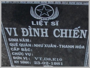 Nhắn tìm thân nhân liệt sỹ  Vi Đình Chiến