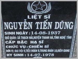 Nhắn tìm thân nhân liệt sỹ  Nguyễn Tiến Dũng