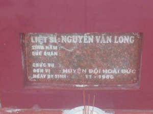 Nhắn tìm thân nhân liệt sĩ Nguyễn Văn Long