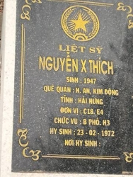 Nhắn tìm thân nhân liệt sỹ Nguyễn.X.Thích