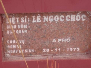 Nhắn tìm thân nhân liệt sĩ Lê Ngọc Chốc