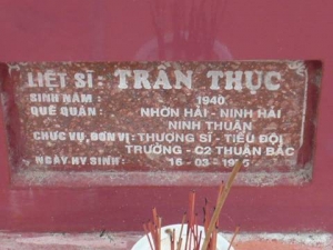 Nhắn tìm thân nhân liệt sỹ Trần Thục