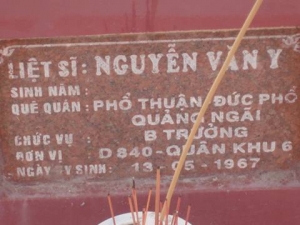 Nhắn tìm thân nhân liệt sỹ  Nguyễn Văn Y
