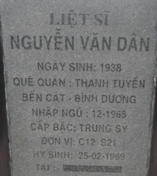 Tìm thân nhân liệt sĩ Nguyễn Văn Dân