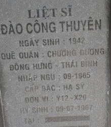Tìm  thân nhân liệt sĩ Đào Công Thuyên