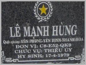Nhắn tìm thân nhân liệt sỹ  Lê Văn Hùng