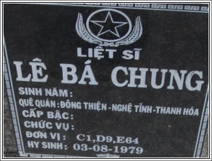 Nhắn tìm thân nhân liệt sỹ  Lê Bá Chung