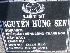 Nhắn tìm thân nhân liệt sỹ   Nguyễn Hùng Sen