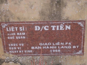 Nhắn tìm thân nhân liệt sĩ Tiến