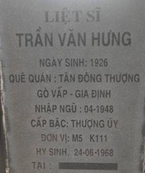 Tìm thân nhân liệt sĩ Trần Văn Hưng
