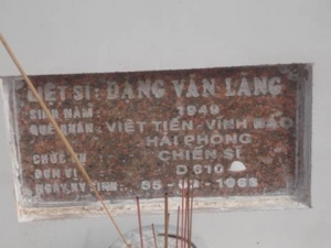 Tìm thân nhân liệt sĩ  Đặng Văn Lãng