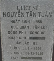 Tìm thân nhân liệt sĩ Nguyễn Tấn Tuân