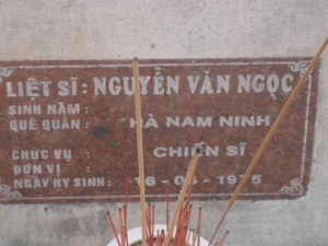 Nhắn tìm thân nhân liệt sỹ Nguyễn Văn Ngọc