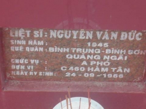 Nhắn tìm thân nhân liệt sỹ  Nguyễn Văn Đức