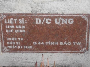 Nhắn tìm thân nhân liệt sĩ Ưng