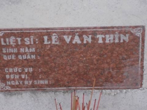 Nhắn tìm thân nhân liệt sĩ Lê Văn Thìn