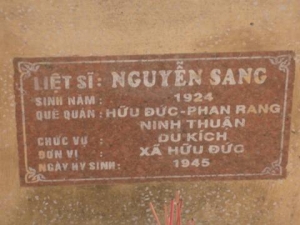 Nhắn tìm thân nhân liệt sỹ  Nguyễn Sang