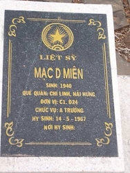Nhắn tìm thân nhân liệt sỹ  Mạc Duy Miên 