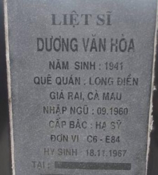 Tìm thân nhân liệt sĩ Dương Văn Hòa