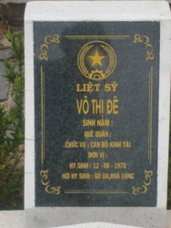 Nhắn tin tìm thân nhân liệt sỹ Võ Thị Đê
