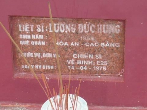 Nhắn tìm thân nhân liệt sỹ Lương Đức Hung