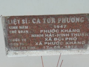 Nhắn tìm thân nhân liệt sỹ Ca Tơr Phương