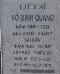 Tìm thân nhân liệt sĩ Võ Minh Quang