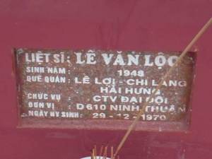 Nhắn tìm thân nhân liệt sỹ Lê Văn Lộc