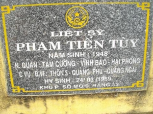 Tìm thân nhân liệt sĩ  Phạm Tiến Tùy
