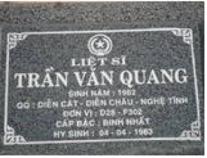 Tìm thân nhân liệt sĩ Trần Văn Quang hi sinh năm 1983