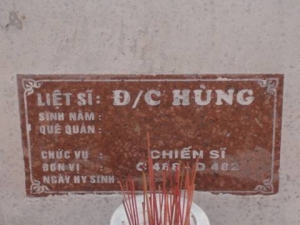 Nhắn tìm thân nhân liệt sĩ Hùng