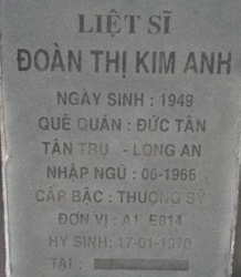 Tìm thân nhân liệt sĩ Đoàn Thị Kim Anh