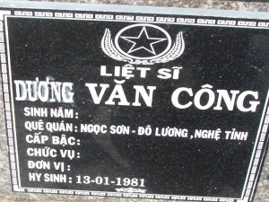 Nhắn tìm thân nhân liệt sỹ  Dương Văn Công