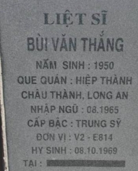 Tìm thân nhân liệt sĩ Bùi Văn Thắng