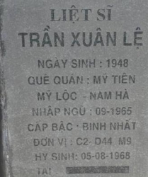 Tìm thân nhân liệt sĩ Trần Xuân Lệ