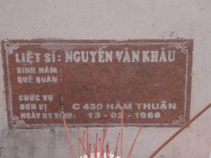 Nhắn tìm thân nhân liệt sĩ Nguyễn Văn Khâu