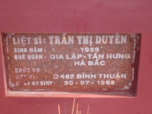 Nhắn tìm thân nhân liệt sỹ  Trần Thị Duyên