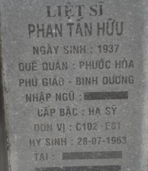 Tìm thân nhân liệt sĩ Phan Tấn Hữu