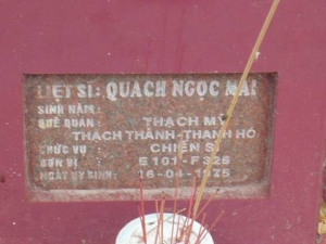 Nhắn tìm thân nhân liệt sỹ  Quách Ngọc Mai